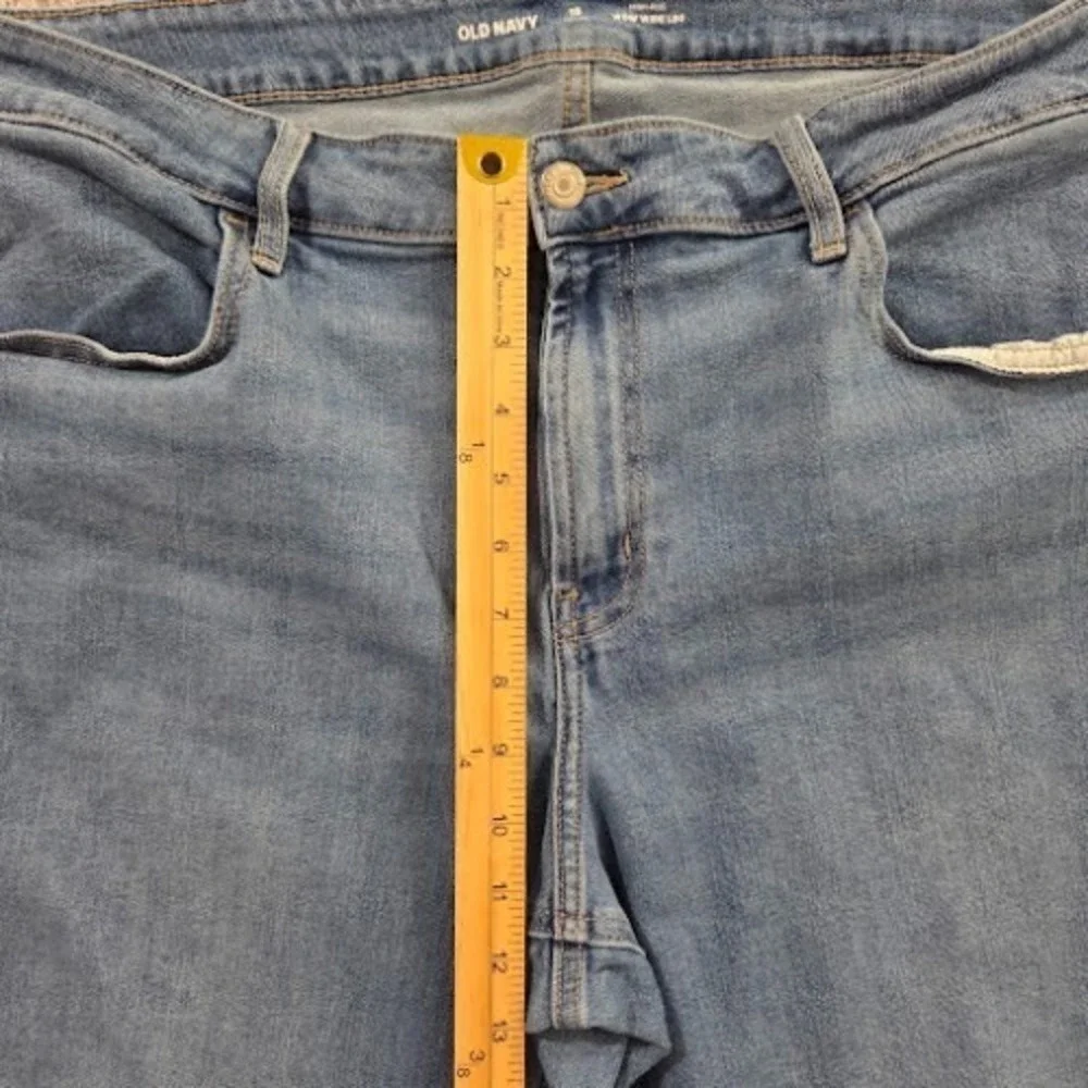 Old Navy High Rise Wow Wide Leg‎ Jeans Cropped Women's 18P Blue Denim Stretch